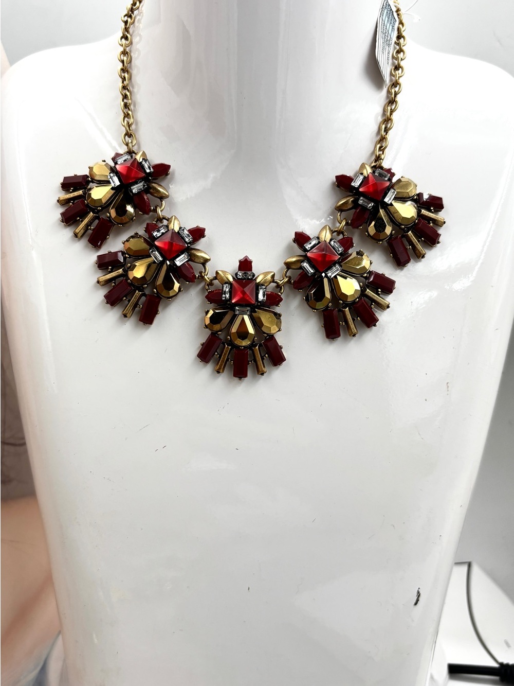 J.Crew Vintage Crystal & Resin Statement Flowers Necklace
